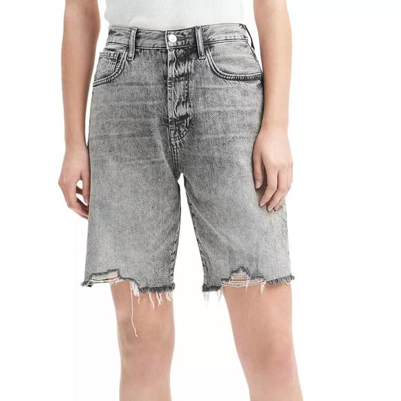 NEW 7 FOR ALL MANKIND easy james high rise cotton shorts in fern gray - Picture 1 of 2